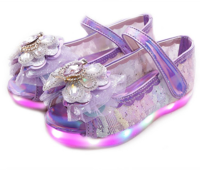 풋풋 여아용 바람샤샤크라운 LED 토오픈 샌들