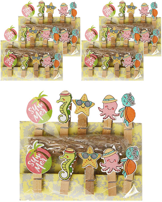 코히모 나무 집게 사진 걸이 인테리어 캐릭터 10종 x 5p 세트 5W0267, 혼합색상, 1세트