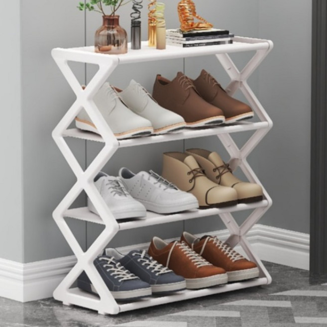 에르보 다용도 간편 수납 신발장 42 x 18.5 x 49.5 cm, 화이트, 4단