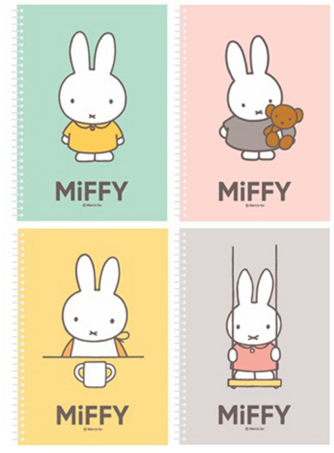 미피 스프링 미니 유선노트 4종 세트, Mint, Pink, Yellow, Gray, 1세트