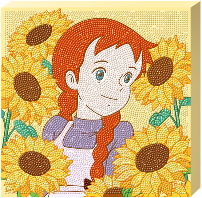 토이앤퍼즐 빨강머리 앤 해바라기와 함께 캔버스형 보석십자수 DIY키트, 1개, 혼합색상