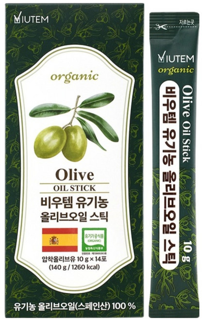 NUON 비우템 유기농 엑스트라버진 올리브오일 스틱 14개입, 140g, 1개