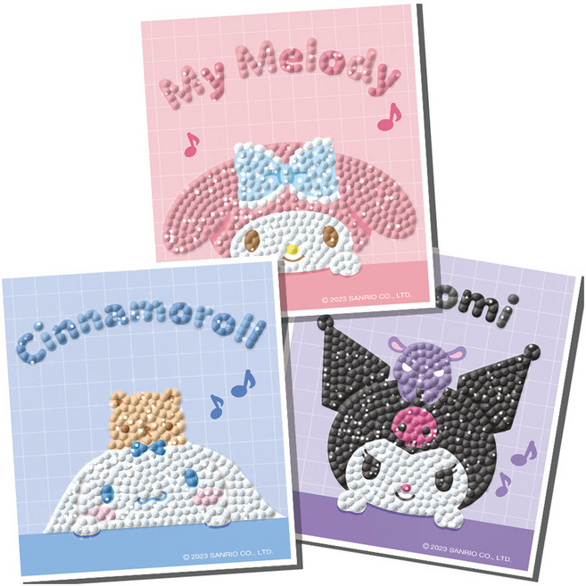 토이앤퍼즐 산리오 캐릭터즈 포토타임 스티커 보석십자수 DIY키트 3종 세트, 혼합색상, 1세트