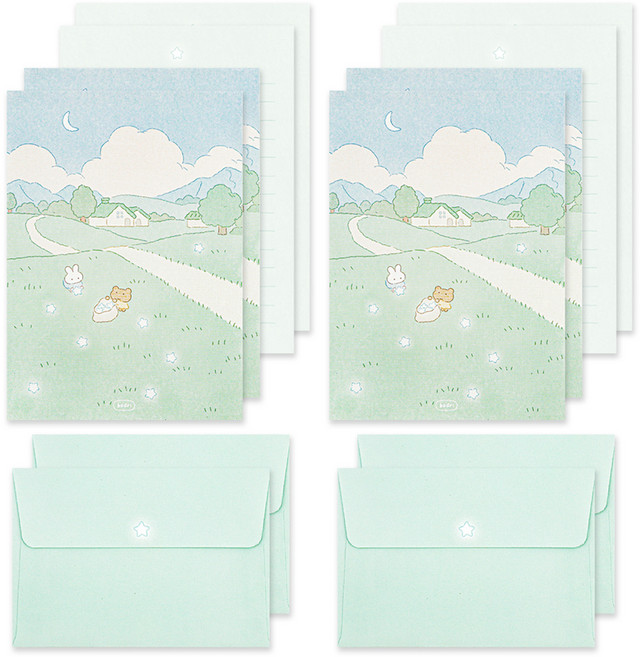 대시앤도트 보드리 미니 레터 편지지 8p + 봉투 4p 세트, 02 그린 아워, 1세트