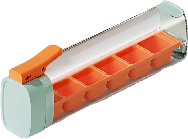 couselect 自製小型按壓式製冰格/家用製冰盒/儲冰盒/冰塊磨具 單手按壓出冰, 1個, 橘色
