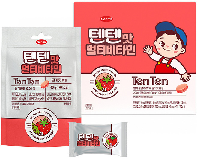 텐텐 맛 멀티비타민 츄정 5개입, 딸기맛, 200g, 1개
