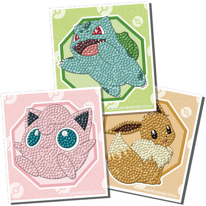 토이앤퍼즐 포켓몬스터 안녕 친구들 스티커 보석십자수 DIY키트 3종 세트, 혼합색상, 1세트