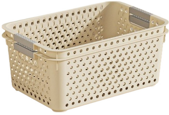 에이델라 잡동사니 멀티 수납 바구니, 크림, 2개