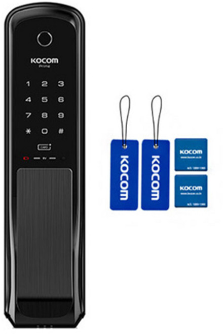 코콤 카드키 지문인식 무타공 푸시풀 스마트 현관문 도어락 모던블랙 KDL-NP760, KDL-NP760(모던블랙), 고객직접설치