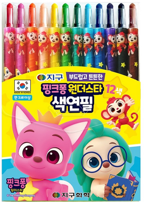 지구화학 핑크퐁 원더스타 색연필 12종 세트, 12색, 1세트