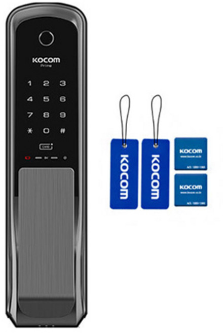 코콤 카드키 지문인식 무타공 푸시풀 스마트 현관문 도어락 메탈그레이 KDL-NP760, KDL-NP760(메탈그레이), 고객직접설치
