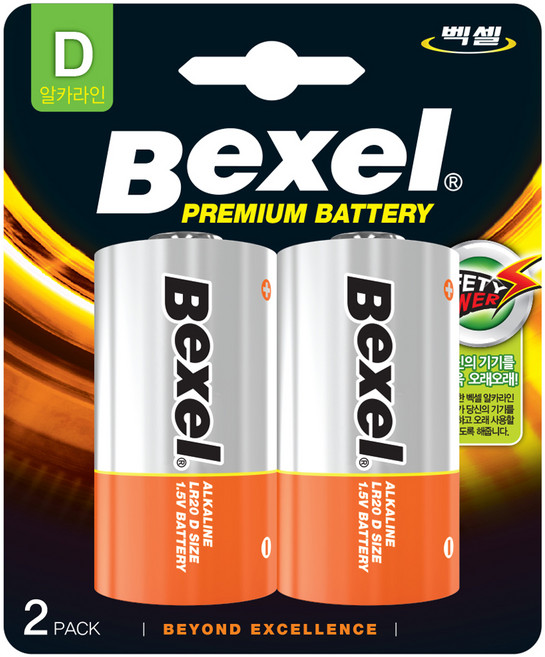 벡셀 알카라인 D형 건전지 LR20, 2개입, 1개