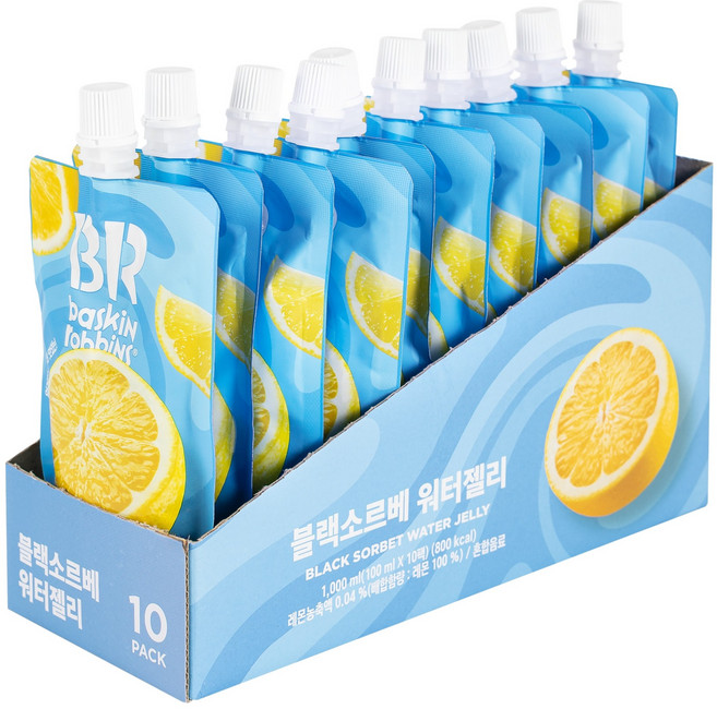 배스킨라빈스 얼려먹는 블랙소르베 워터젤리 10개입, 100ml, 1박스
