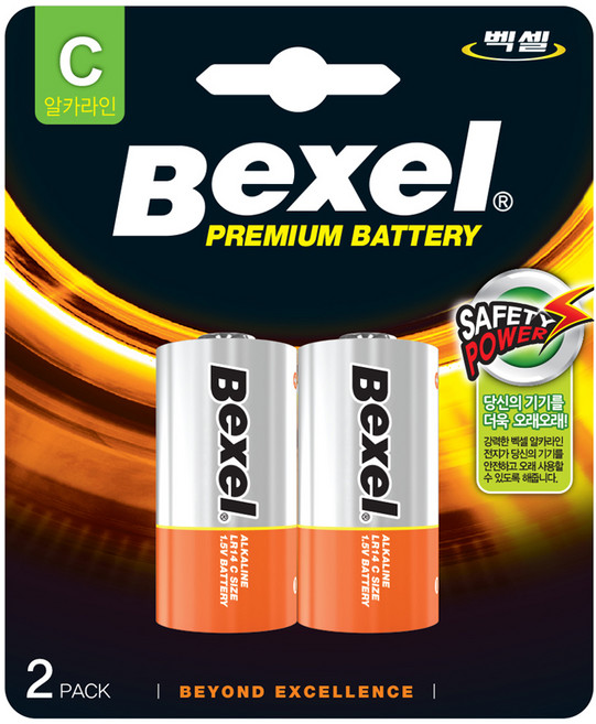 벡셀 알카라인 C형 건전지 LR14, 2개입, 1개
