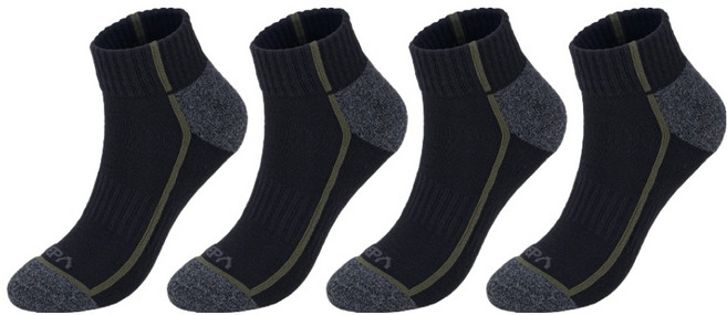 NEPA 男士直條紋Logo緩震短筒登山襪, 黑色, 4個