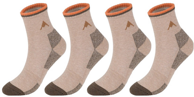 네파 여성용 더블라인 A로고 쿠션 중목 등산양말, 브라운, 4개