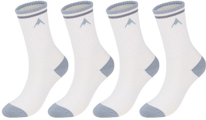 네파 여성용 스트라이프 A로고 쿠션 장목 등산양말, 아이보리 + 블루, 4개
