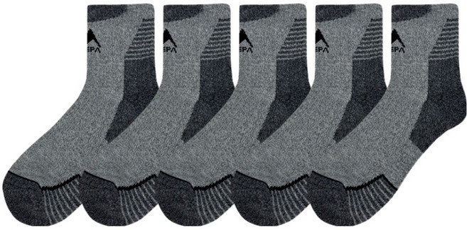 네파 여성용 프론트D 쿠션 중목 등산양말, 그레이 + 블랙, 5개