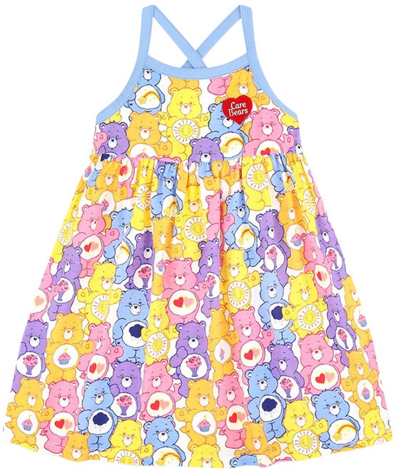 케어베어 여아용 통기성 케어베어즈 컬러풀 썸머 원피스