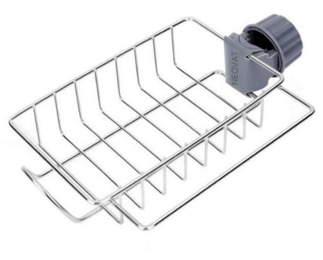 네오바트 주방 싱크대 물빠짐 수세미 선반, 실버, 1개