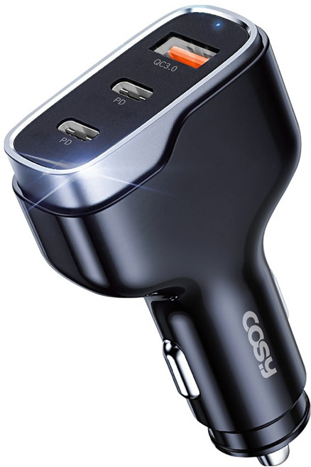 COSY 84W PD QC3.0 3孔點菸器車用超高速充電器, CGR4146AT, 黑色