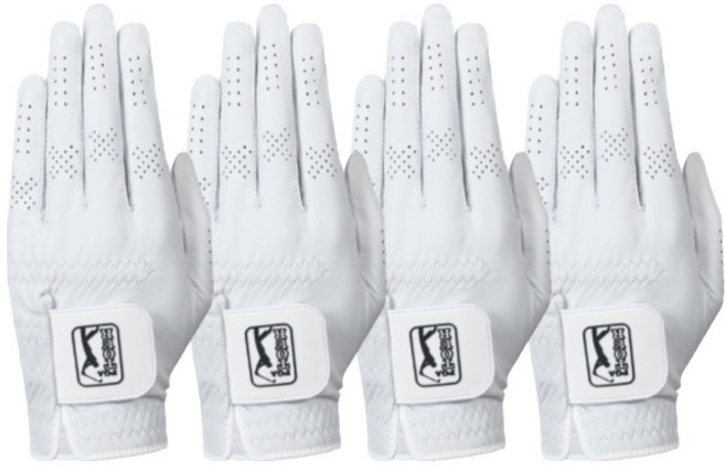 PGA투어 바이퍼 프리미엄 천연 올양피 골프장갑 왼손용, 화이트, 4개