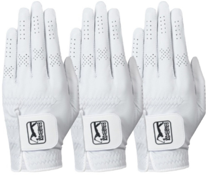 PGA투어 바이퍼 프리미엄 천연 올양피 골프장갑 왼손용, 화이트, 3개