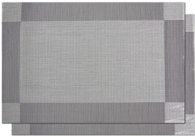 루미오 클래식 유럽풍 PVC 테이블 매트, 실버, 2개, 30 x 45 cm