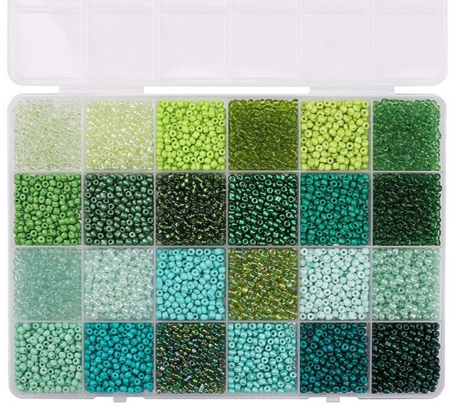 DULU 초보자용 DIY 비즈공예 + 0.7mm 와이어롤 세트, 그린시리즈, 1세트