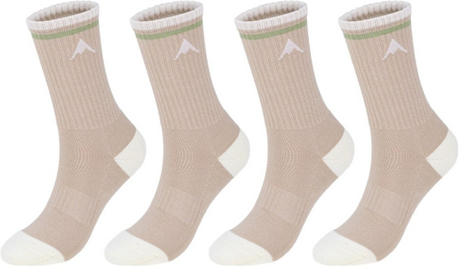 네파 여성용 스트라이프 A로고 쿠션 장목 등산양말, 베이지 + 아이보리, 4개