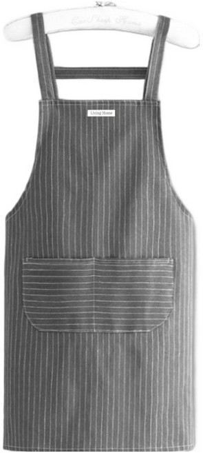 리빙홈 패브릭 스트라이프 앞치마, 그레이, 1개