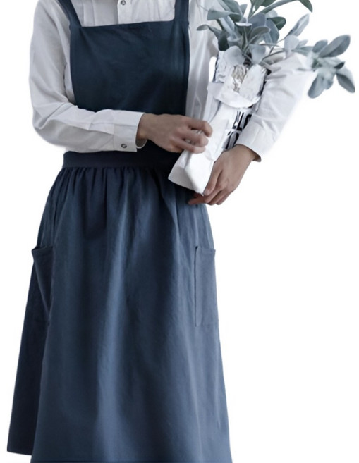 리빙홈 린넨 코튼 앞치마, 네이비, 1개