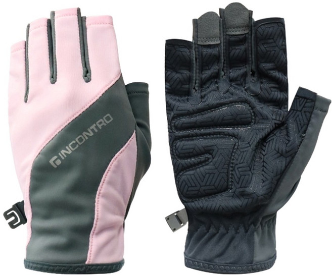 인콘트로 플레어 논슬립 실리콘 스포츠 반장갑 양손세트, 1세트, 연분홍색