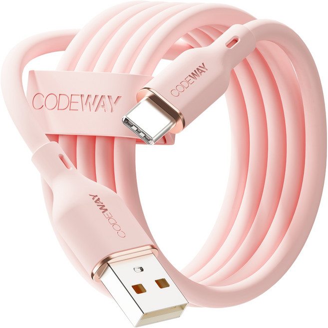 코드웨이 A타입-C타입 팔레트 고속충전 케이블, 2m, 멜로우 핑크, 1개