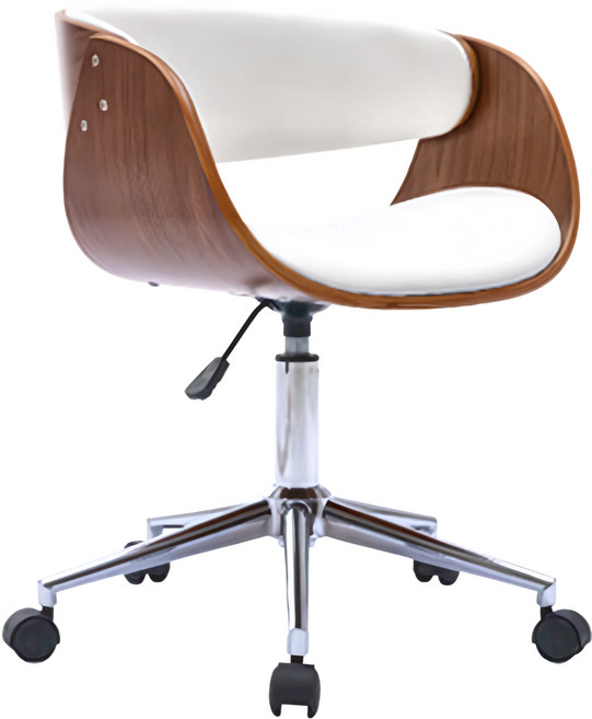 E-home Moroe 莫羅可調式曲木電腦椅 TFC149A-wht 白色 可調高度 360度旋轉 PU皮革透氣, 1個