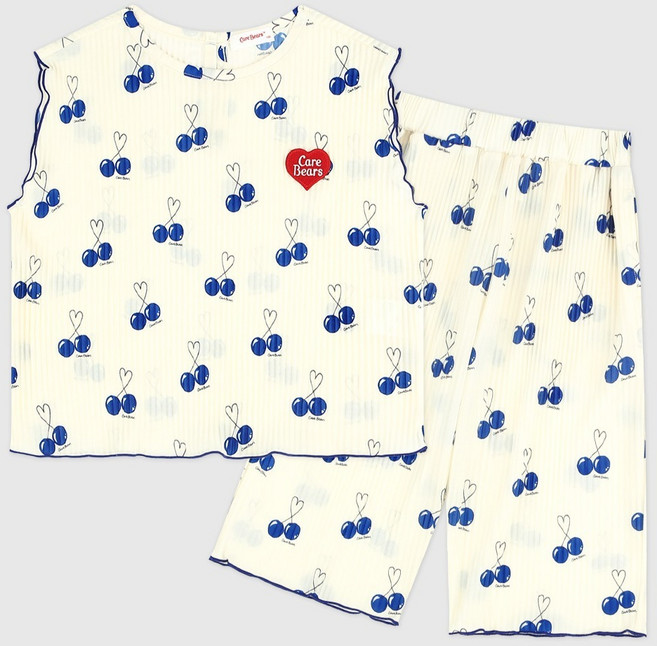 Care Bears 女童涼感透氣櫻桃愛心Care Bears夏季寬版上下衣套裝