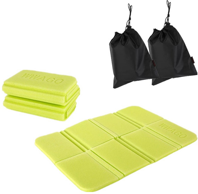 WWAGO 디어까사 경량 8단 접이식 등산방석 2p + 파우치 2p 세트, 네온