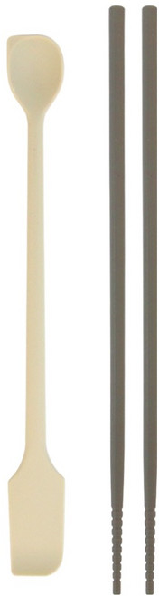 JR 실리콘 요리 젓가락 + 양방향 버터 쨈 나이프 겸용 알뜰주걱 롱스푼 세트, 크림(롱스푼), 모카(젓가락), 1세트, 요리젓가락 + 롱스푼