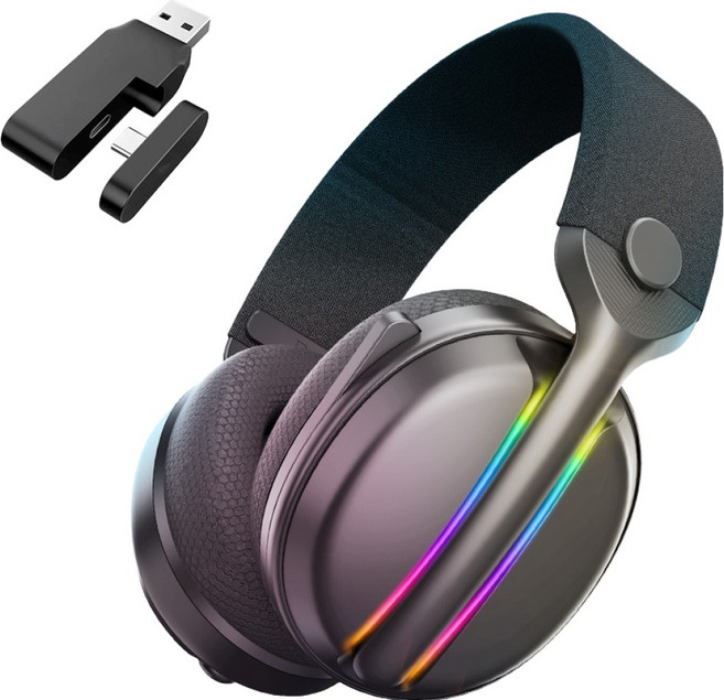 로이체 가상 7.1채널 다중연결 RGB LED 블루투스 게이밍 무선 헤드셋, BTH-G400, 블랙