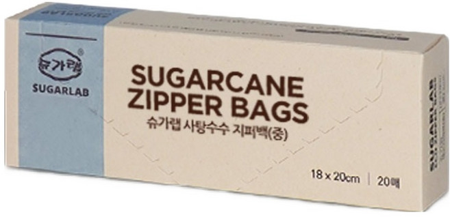 슈가랩 사탕수수 지퍼백, 중(M), 20개입, 1개