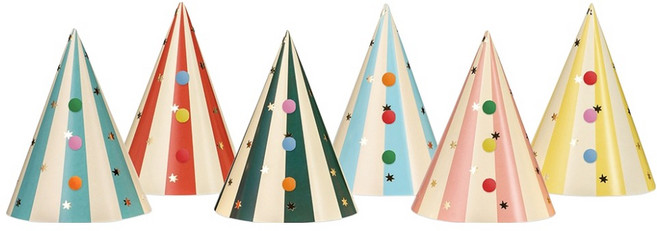 파티데코 생일고깔모자 서커스폼폼 6종 세트, 혼합색상, 1세트