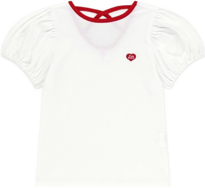 케어베어 여아용 통기성 하트로고 배색 라인 티셔츠
