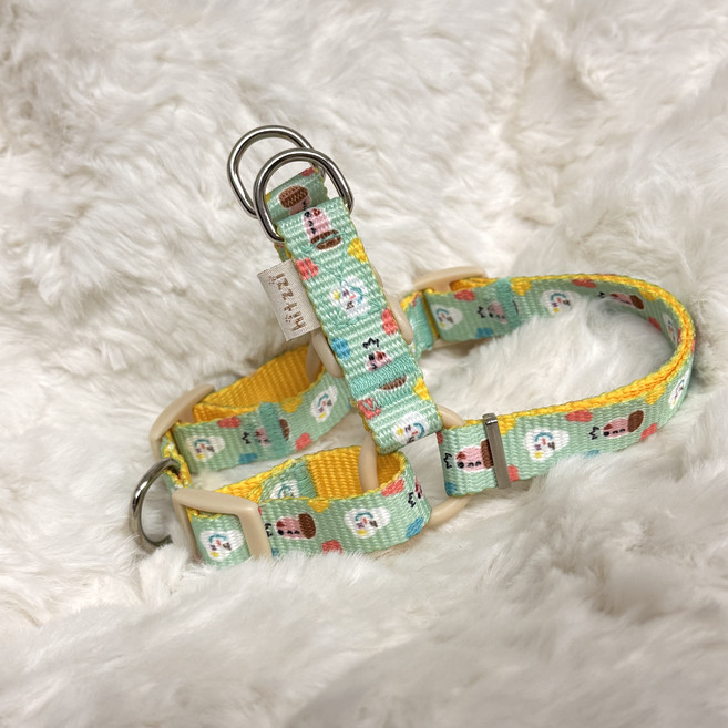 힛찌 패턴 Y형 하네스, 1개, 옐로우민트