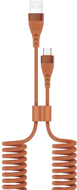 스마텍 A타입-C타입 USB 초고속 충전 스프링 케이블 STCB-S1 UC, 브라운, 1개, 1.5m