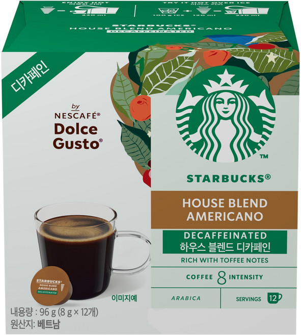 STARBUCKS 星巴克 House Blend 無咖啡因膠囊咖啡, 12入, 1個, 8g