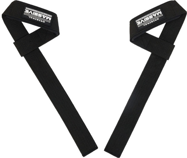 매시브 루버 헬스 스트랩 리프팅 그립 손목보호대, 블랙, 1세트