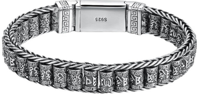 어픽 육자진언 전체 옴마니반메훔 팔찌 팔목 18cm x 팔찌폭 1.5cm, 혼합색상, 1개