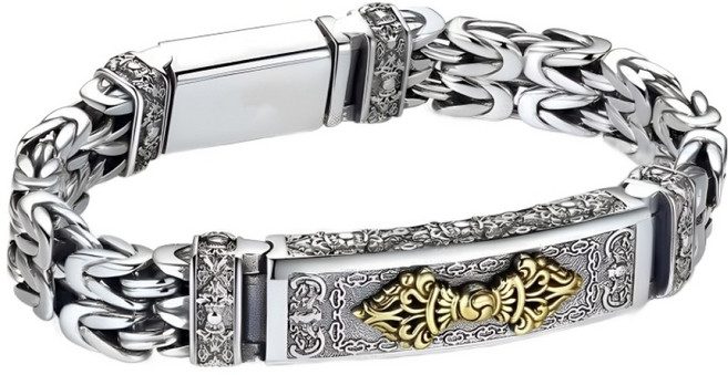 어픽 금강저 육자진언 옴마니반메훔 팔찌 팔목 22cm x 팔찌폭 1.5cm, 혼합색상, 1개