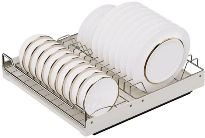 존글로벌 하부장 식기건조대 레일 슬라이딩 인출식 서랍형 정리대 혼합용 43 x 40 x 7.5 cm, 1단, 아이보리, 1개