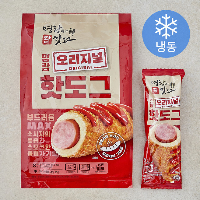명랑 오리지널 핫도그 (냉동), 85g, 1개, 8개입